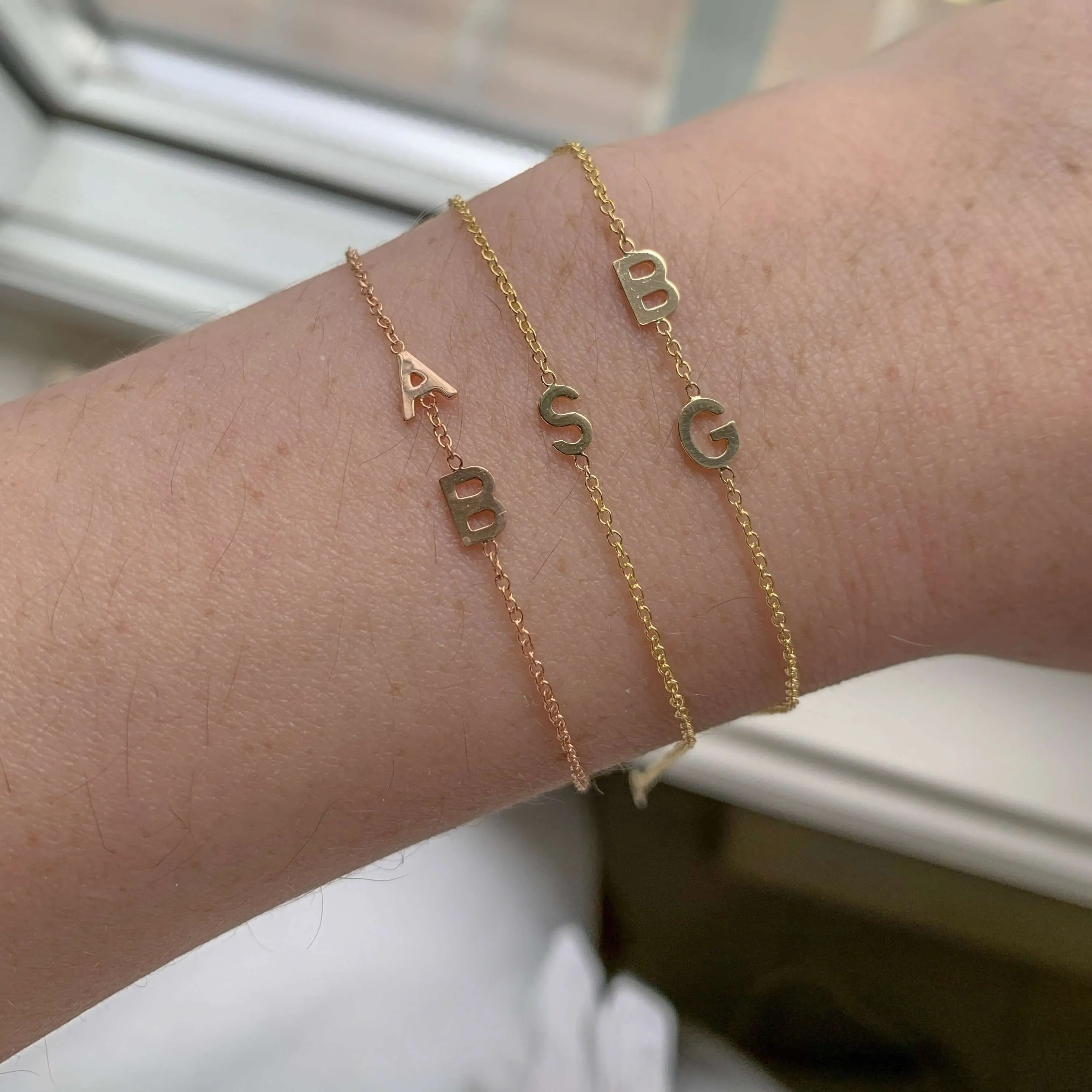 14K Gold Mini Initial Bracelet