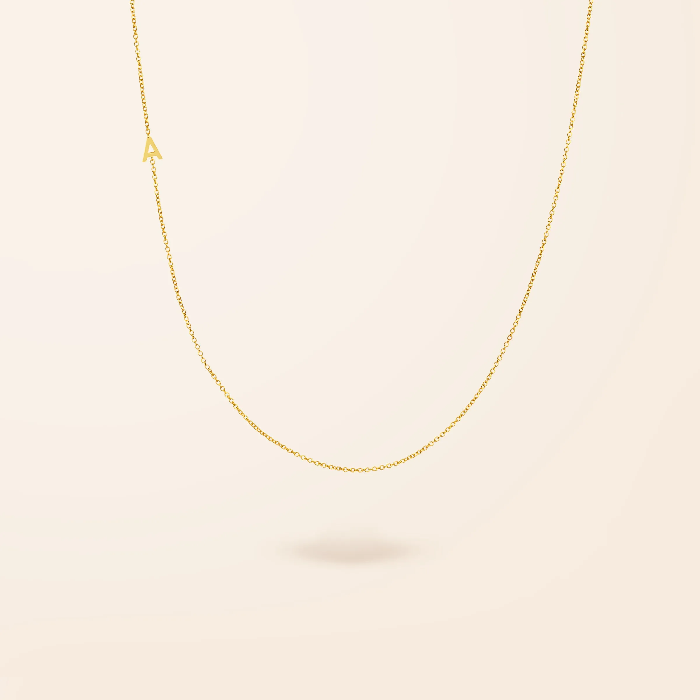 14K Gold One Asymmetrical Mini Initial Necklace