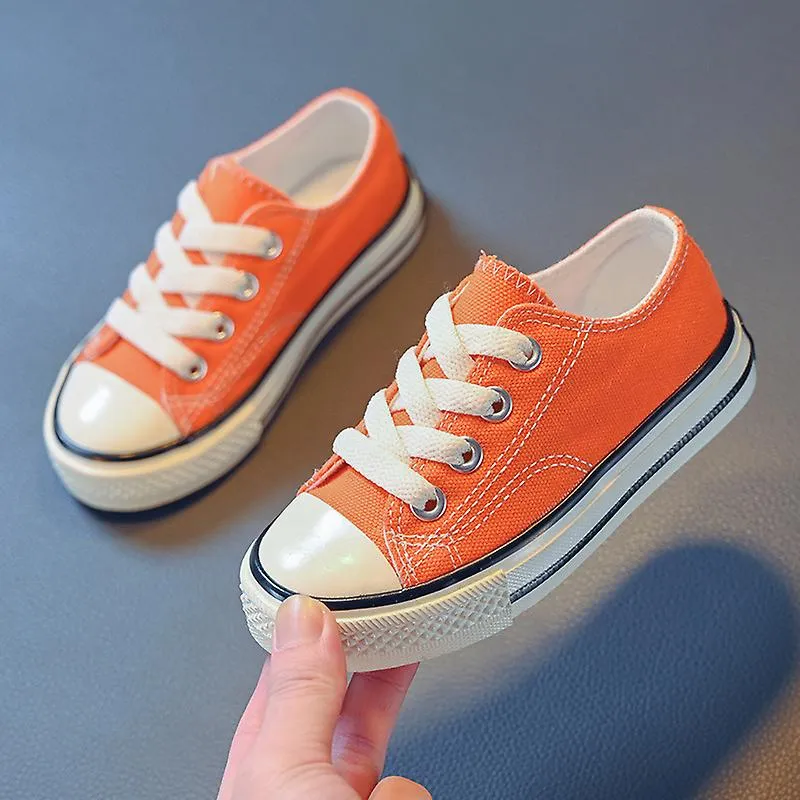 2023 Spring Autumn New Boy Shoes Toddler Girl Sneakers Kids Jelly Color Canvas Shoes Children  Casual Lace Up Classic Flatsshoes