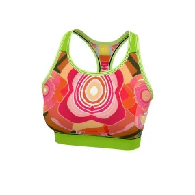 Abstract Cabbage Rose Unpadded Sports Bra