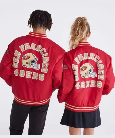 Aeropostale San Francisco 49Ers Helmet Bomber Jacket