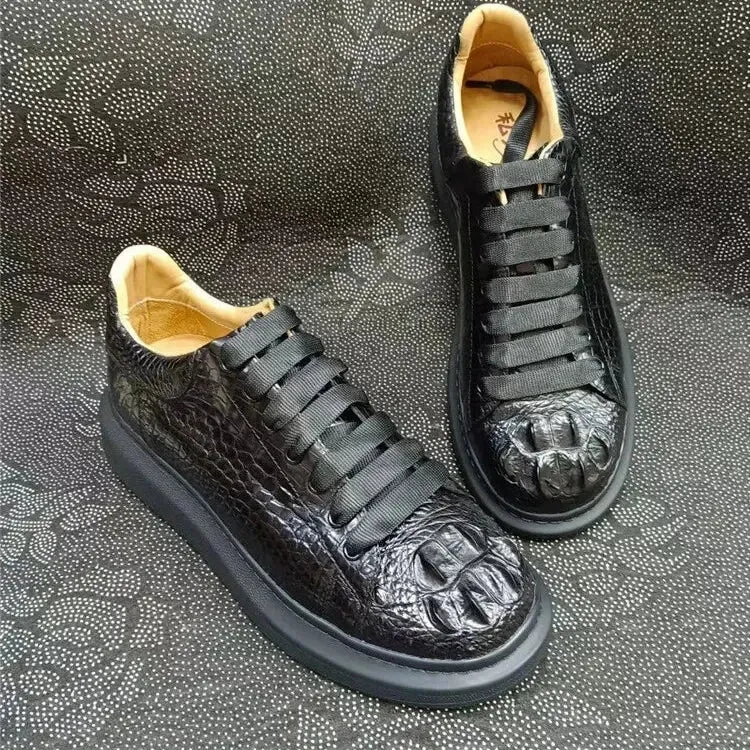 Alligator Pattern Crocodile Skin Leather Lace-up Casual Shoes for Men