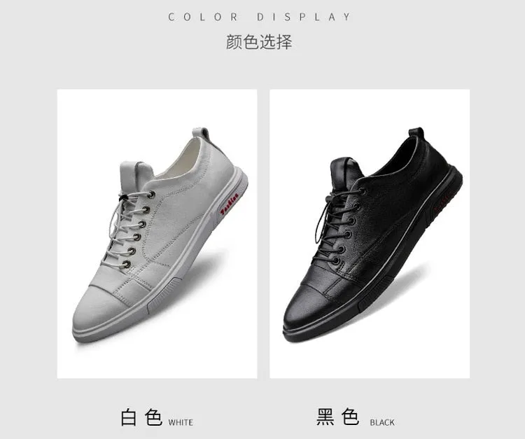 Autumn Men's Genuine Leather Flat Lace-Up Casual Shoes with Massage - Google SEO friendly.