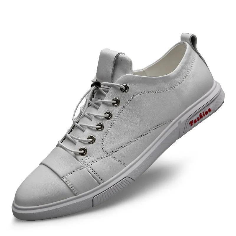 Autumn Men's Genuine Leather Flat Lace-Up Casual Shoes with Massage - Google SEO friendly.