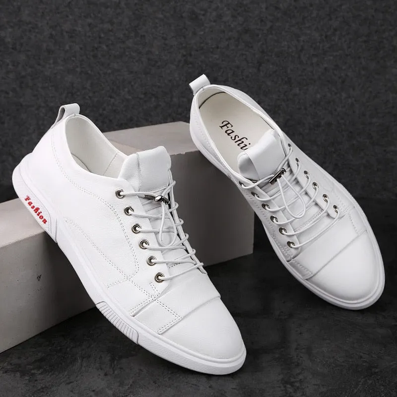 Autumn Men's Genuine Leather Flat Lace-Up Casual Shoes with Massage - Google SEO friendly.