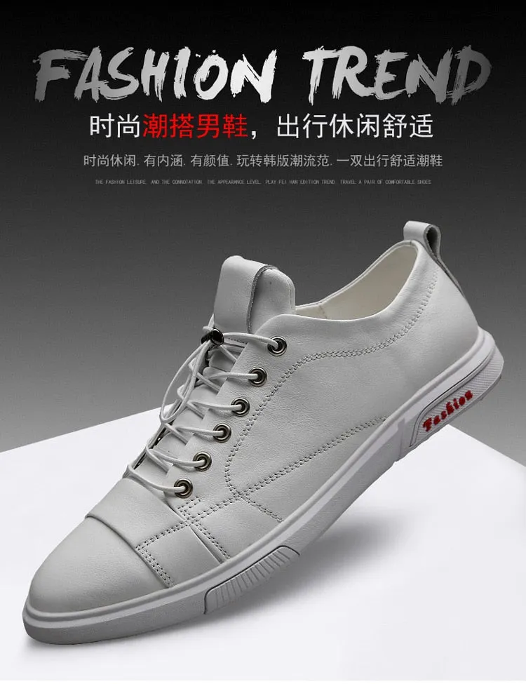 Autumn Men's Genuine Leather Flat Lace-Up Casual Shoes with Massage - Google SEO friendly.