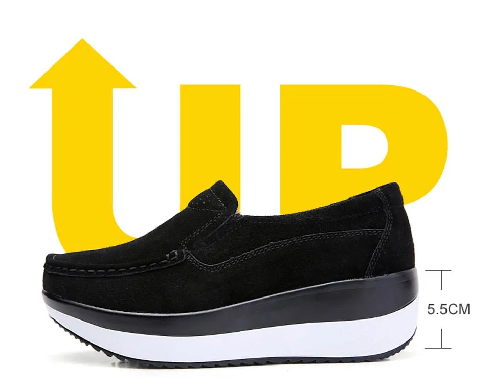 Autumn Round Toe Women's Black Leather Casual Shoes.