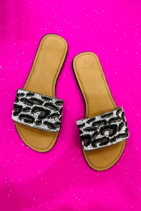 Beaded cheetah slides.