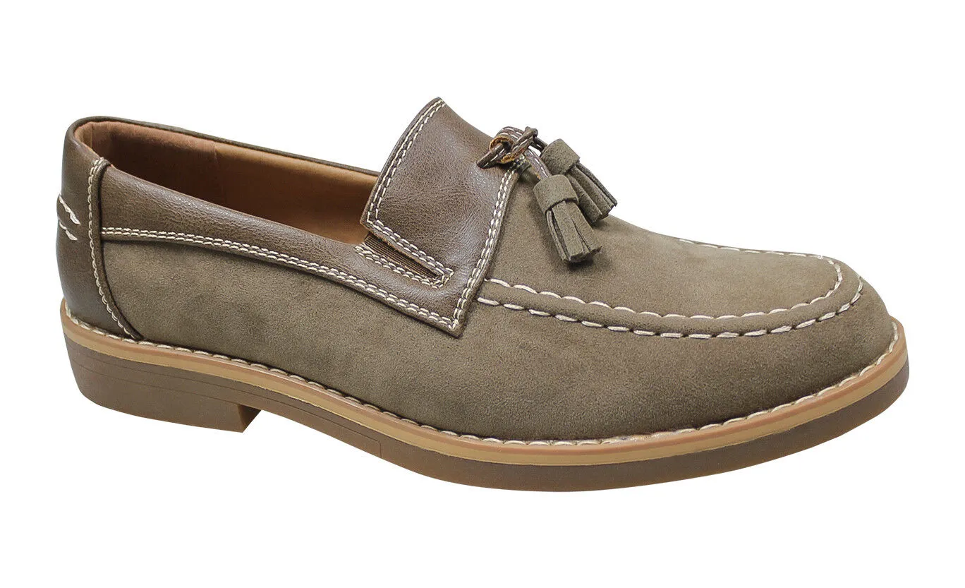 Beige suede men's loafers - college elegant casual shoes