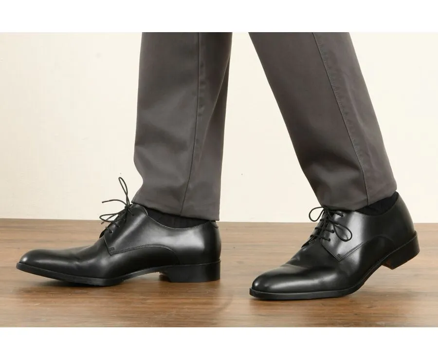 Black Derby Shoes - Leather outsole with rubber pad - PHILIP II PATIN