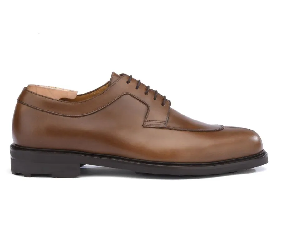 Brown Cognac Derby Shoes - Rubber outsole - KENT GOMME COUNTRY