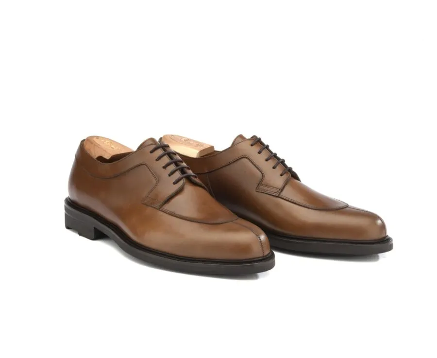 Brown Cognac Derby Shoes - Rubber outsole - KENT GOMME COUNTRY