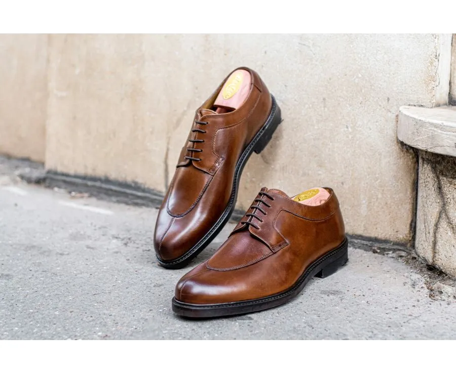 Brown Cognac Derby Shoes - Rubber outsole - KENT GOMME COUNTRY