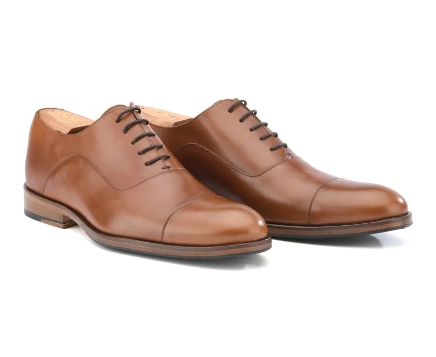 Brown Cognac Oxford shoes - Rubber pad - BRACKLEY PATIN