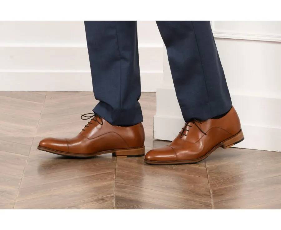 Brown Cognac Oxford shoes - Rubber pad - BRACKLEY PATIN