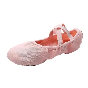 Canvas Ballet Slipper Split-Sole Shoes Fitness Gymnastics Flats Pink_32