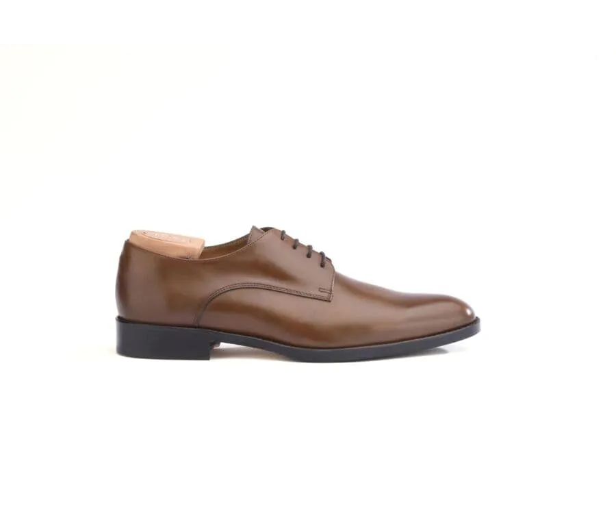 Chestnut Derby Shoes - Leather outsole with rubber pad - PHILIP II PATIN