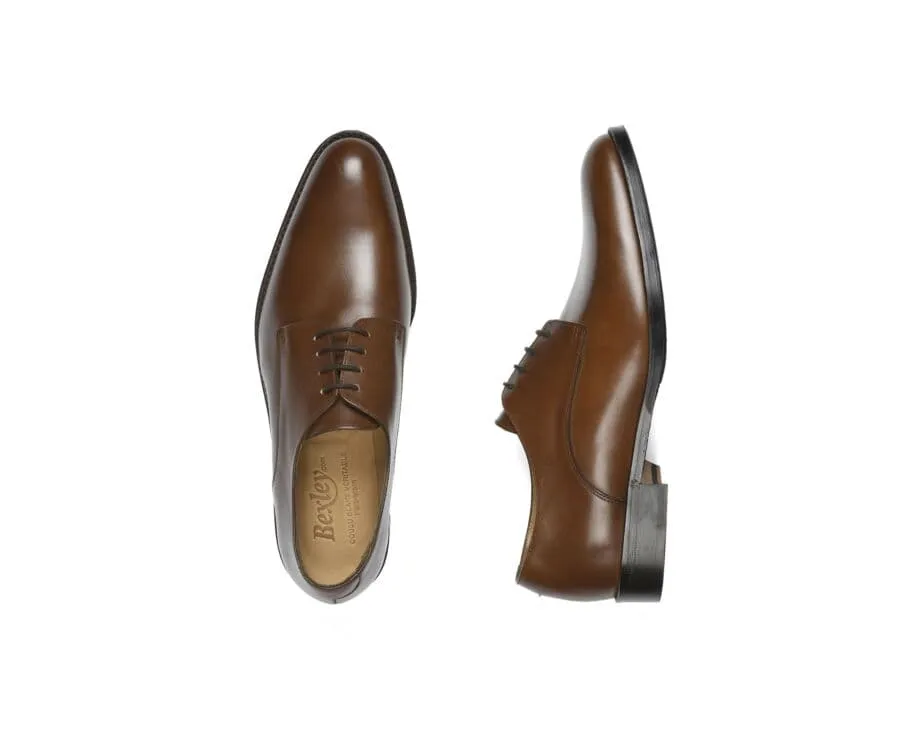 Chestnut Derby Shoes - Leather outsole with rubber pad - PHILIP II PATIN