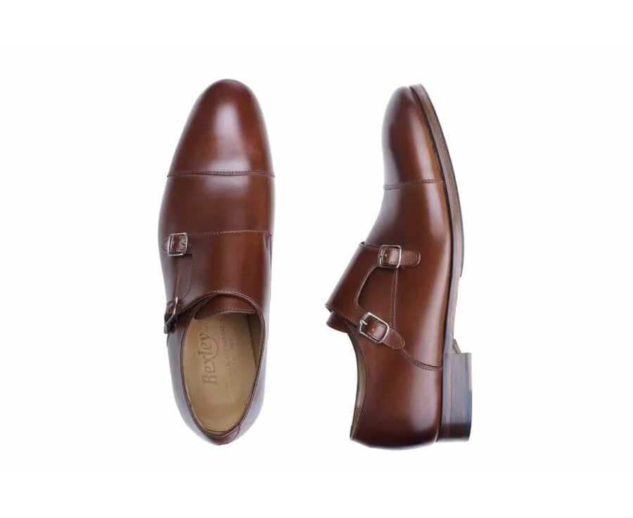 Chestnut Double Buckle Shoes with rubber pad - GRESHEY PATIN