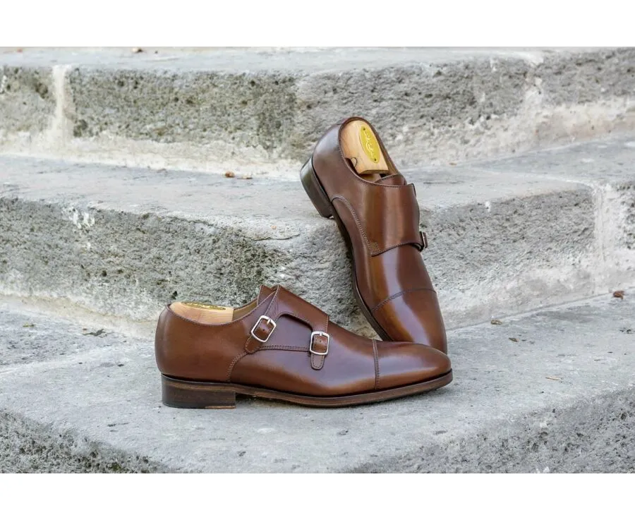 Chestnut Double Buckle Shoes with rubber pad - GRESHEY PATIN