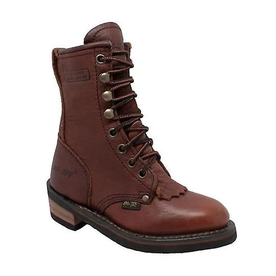 Children's chestnut packer leather boots