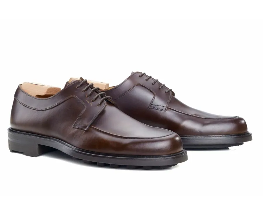 Chocolate Derby Shoes - Rubber outsole - HUDSON GOMME COUNTRY