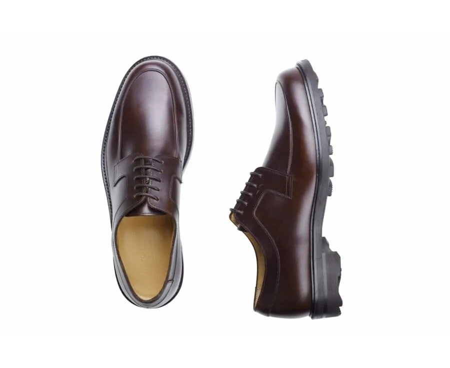 Chocolate Derby Shoes - Rubber outsole - HUDSON GOMME COUNTRY