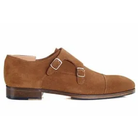 Cognac suede double Buckle Shoes with rubber pad - GRESHEY PATIN