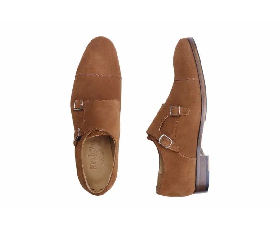 Cognac suede double Buckle Shoes with rubber pad - GRESHEY PATIN