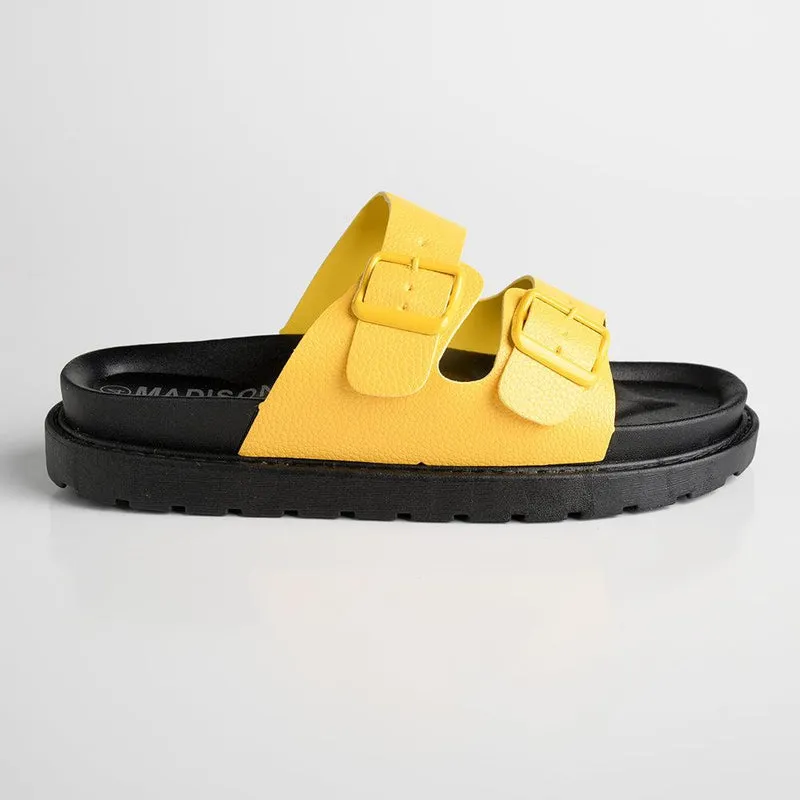 Crystal Yellow Platform Sandals.