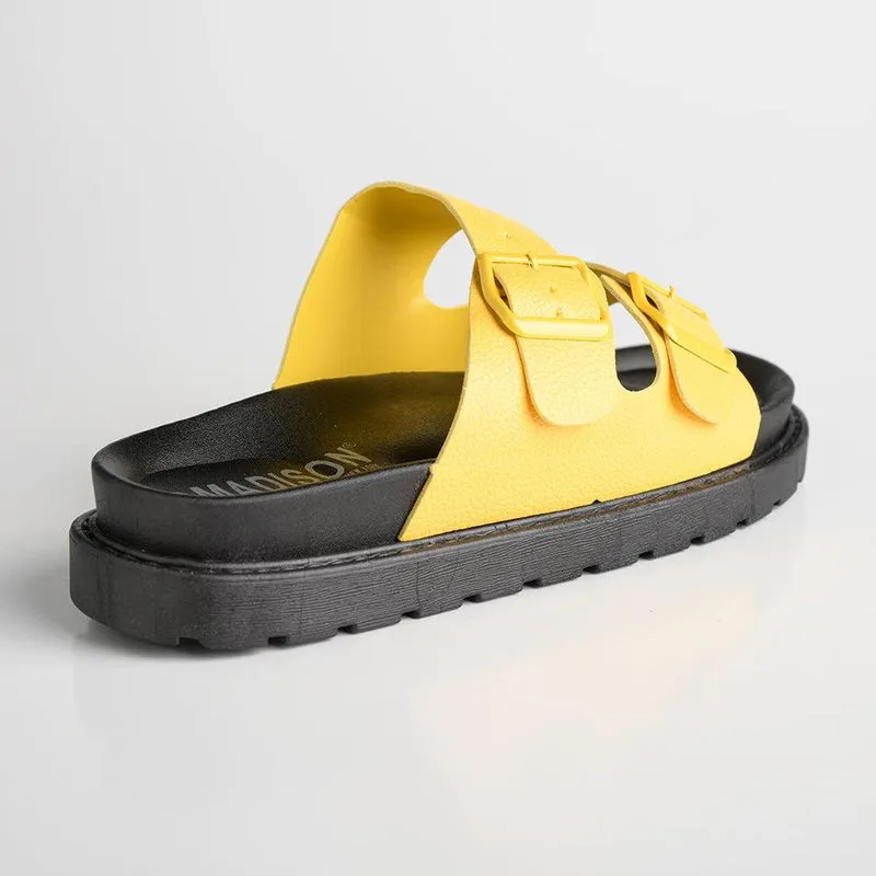 Crystal Yellow Platform Sandals.