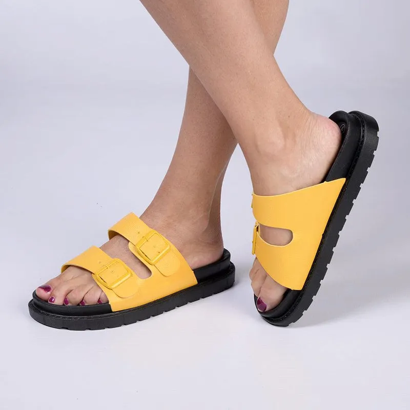 Crystal Yellow Platform Sandals.