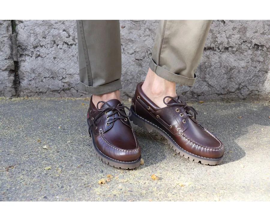 Dark Brown Leather Boat Shoes - BOCA RATON II