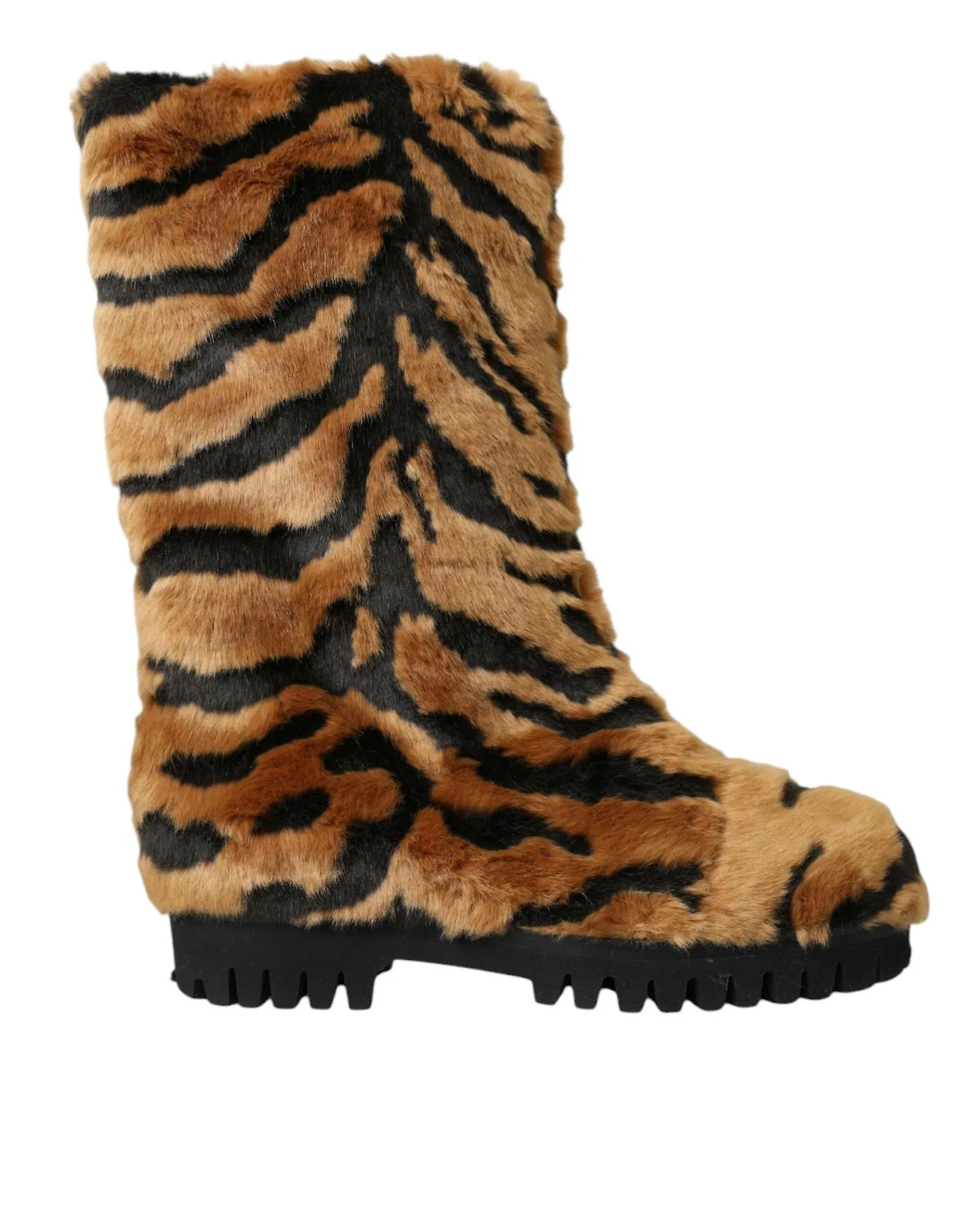 Dolce & Gabbana Tiger Fur Mid Calf Boots