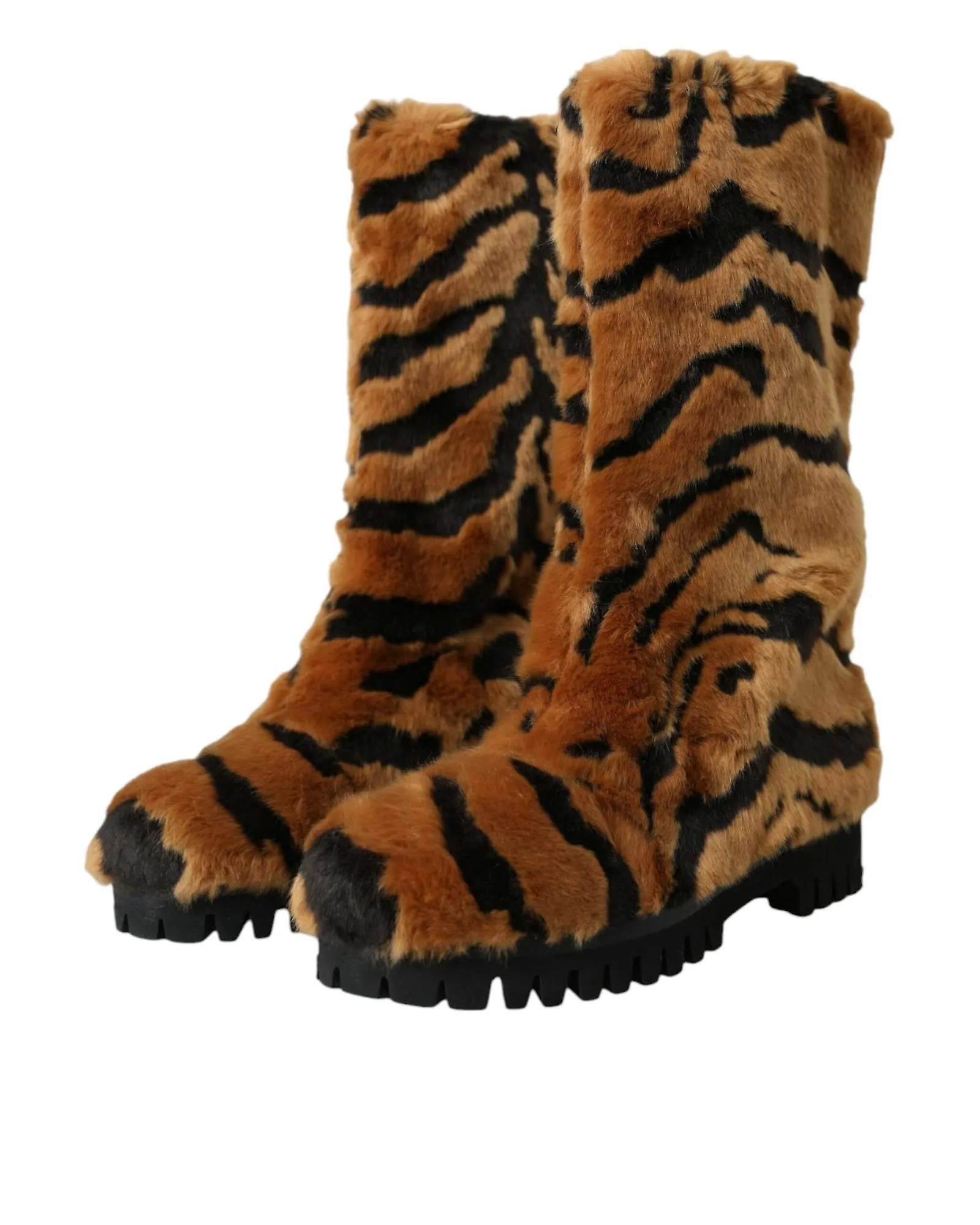 Dolce & Gabbana Tiger Fur Mid Calf Boots