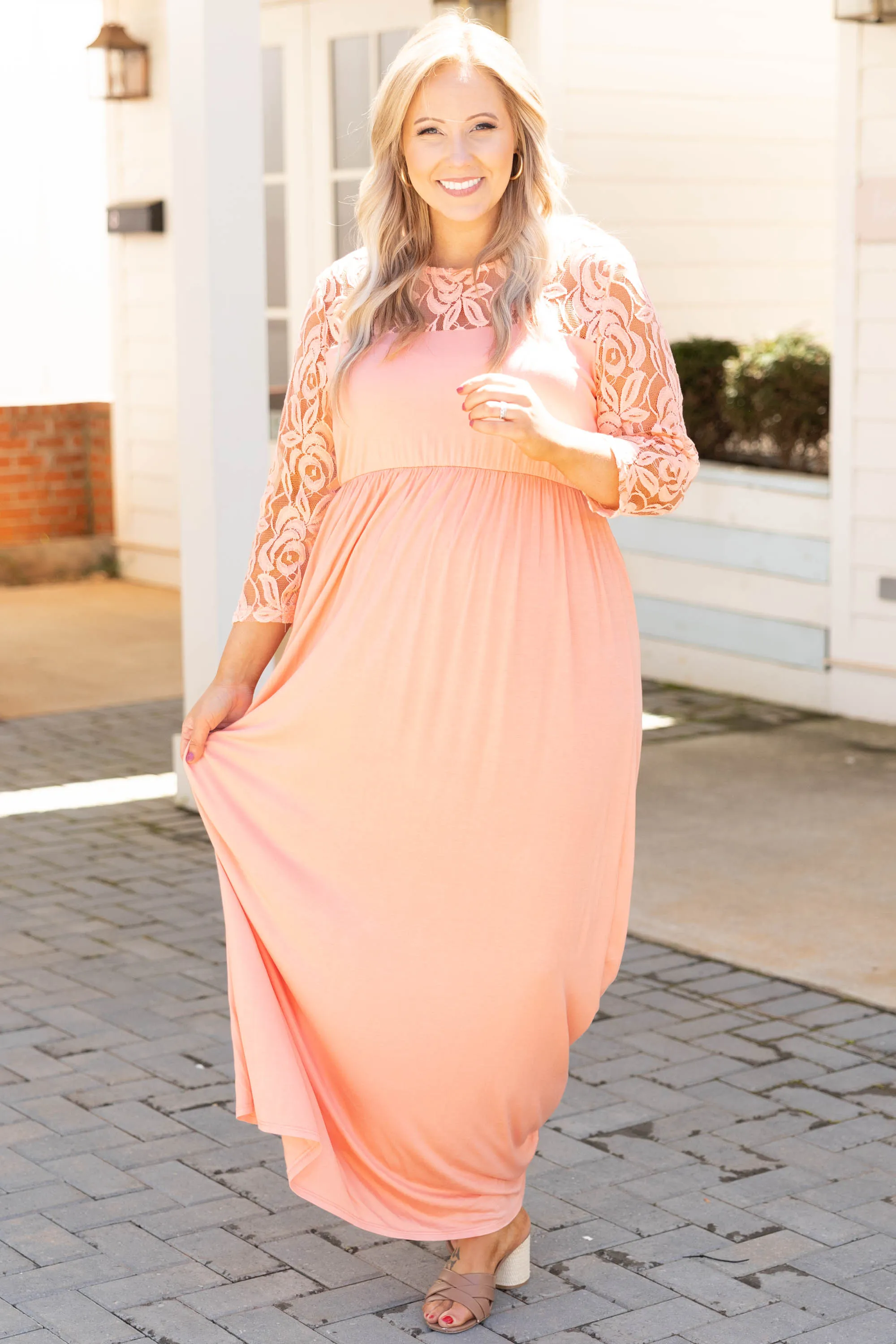 Elegant Peach Maxi Dress