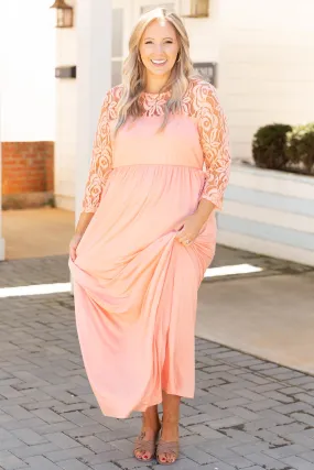 Elegant Peach Maxi Dress