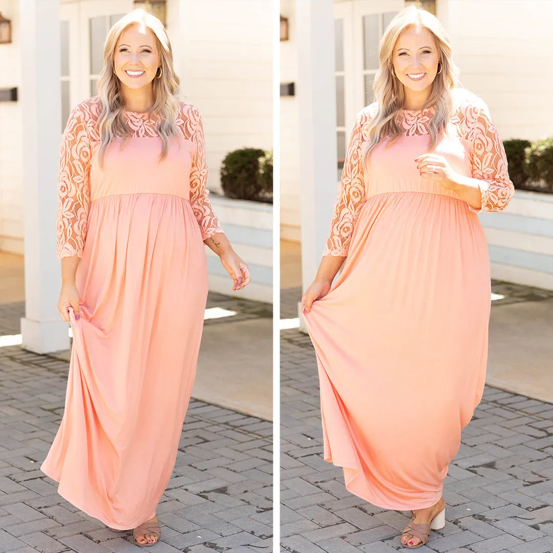 Elegant Peach Maxi Dress