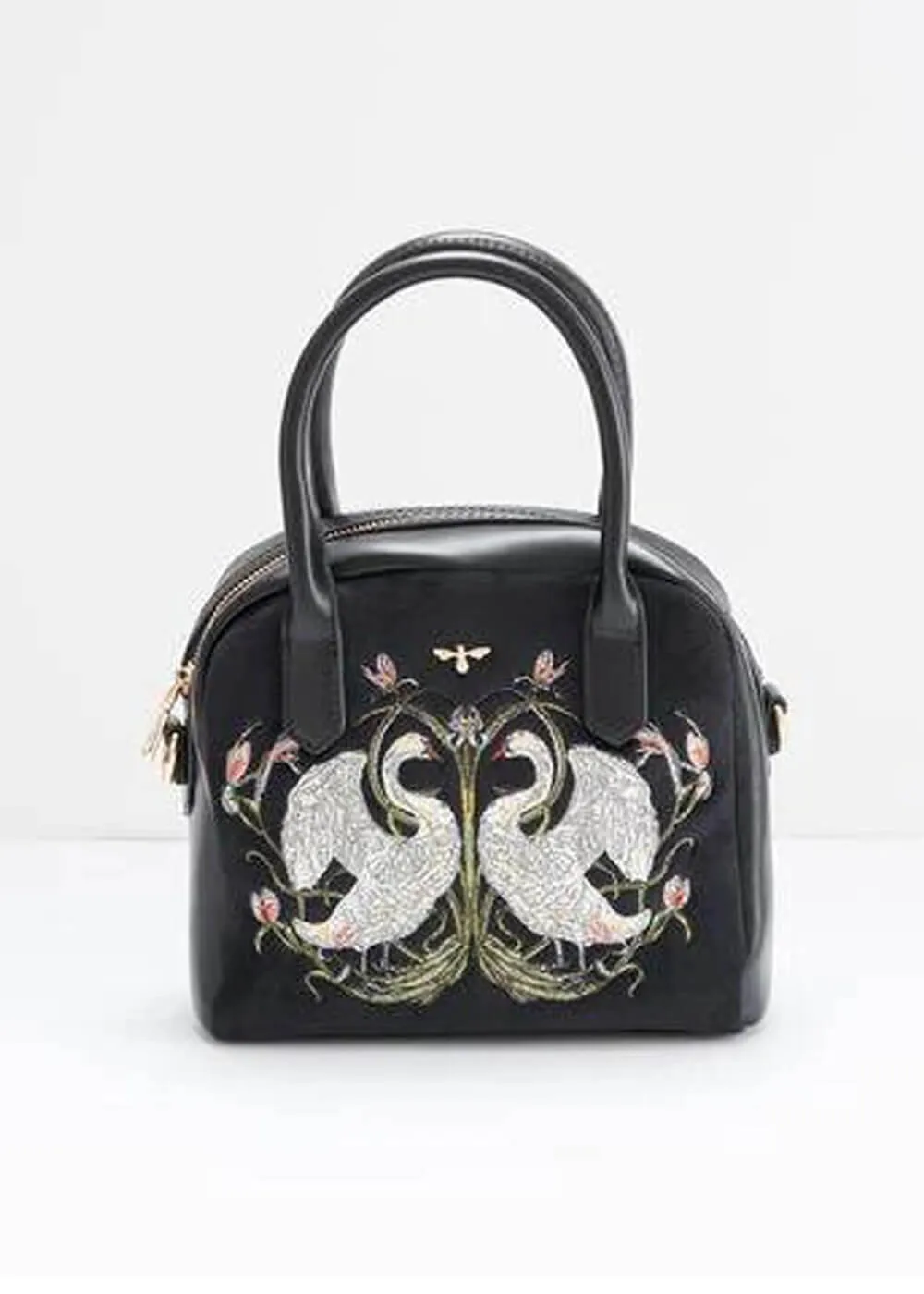 Fable England Eloise Swan Mini Bowling Bag Black