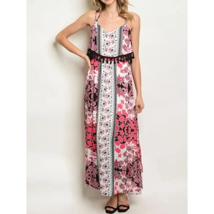 Fuchsia Maxi Dress - Floral