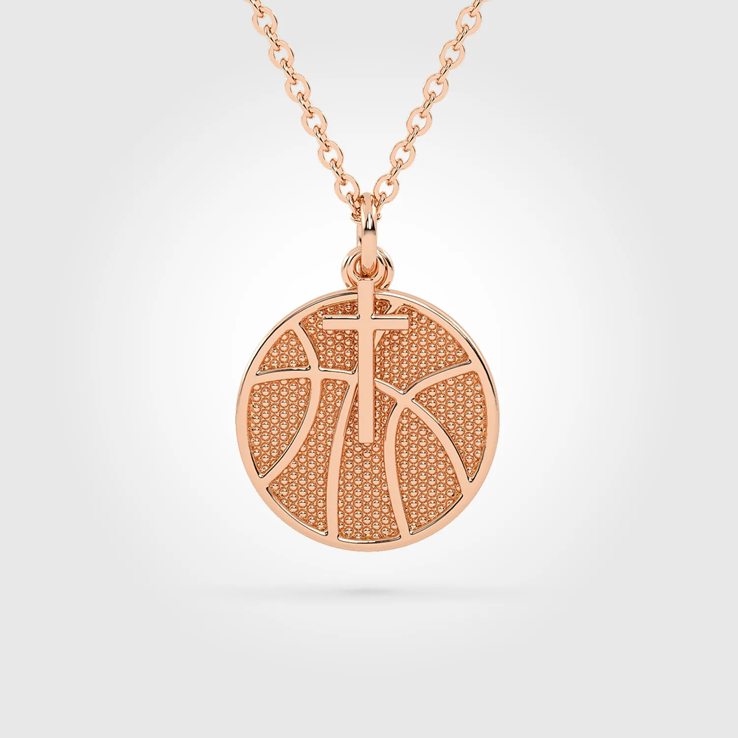 Gold Mini Basketball Pendant with Dangle Cross - Gold Basketball Necklace with Hanging Cross Pendant