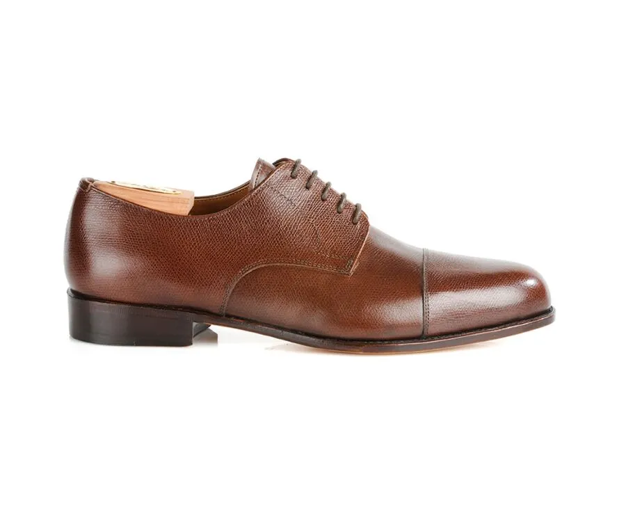 Grained Chestnut Derby Shoes - Leather outsole - MAYFAIR CLASSIC