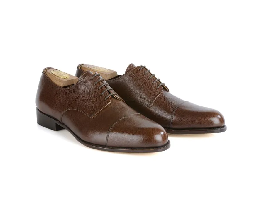 Grained Chestnut Derby Shoes - Leather outsole - MAYFAIR CLASSIC