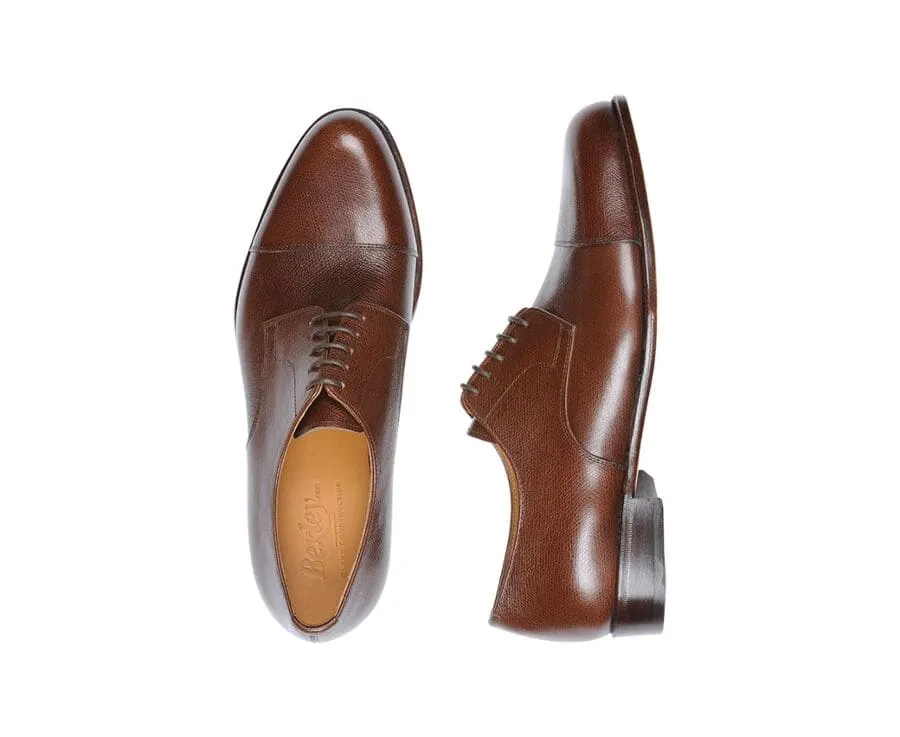 Grained Chestnut Derby Shoes - Leather outsole - MAYFAIR CLASSIC