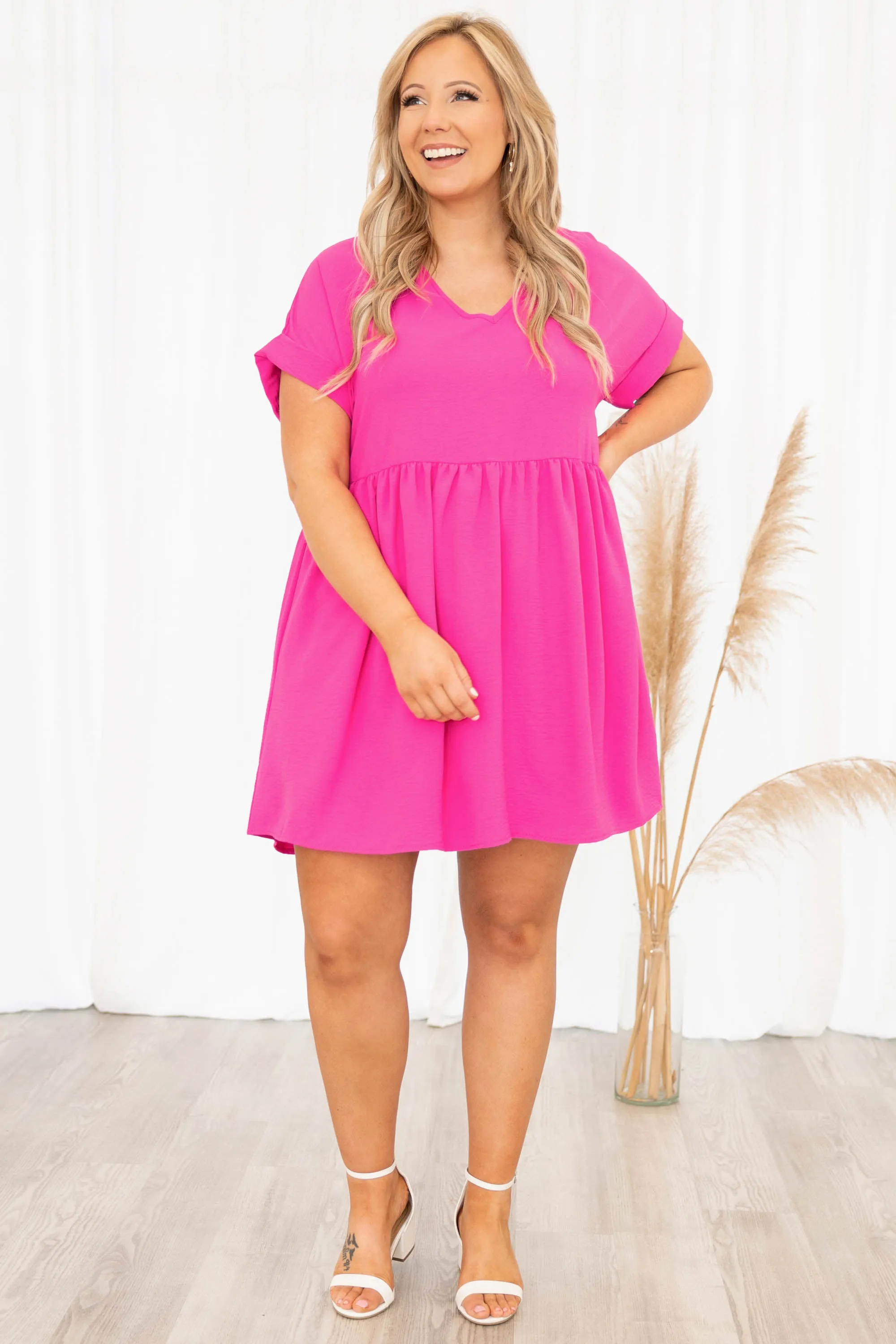 Hot Pink Dress - Get the Unexpected Chance Dress Now!