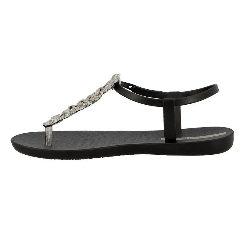 Ipanema Black Thong Sandals with Rose Glam Design