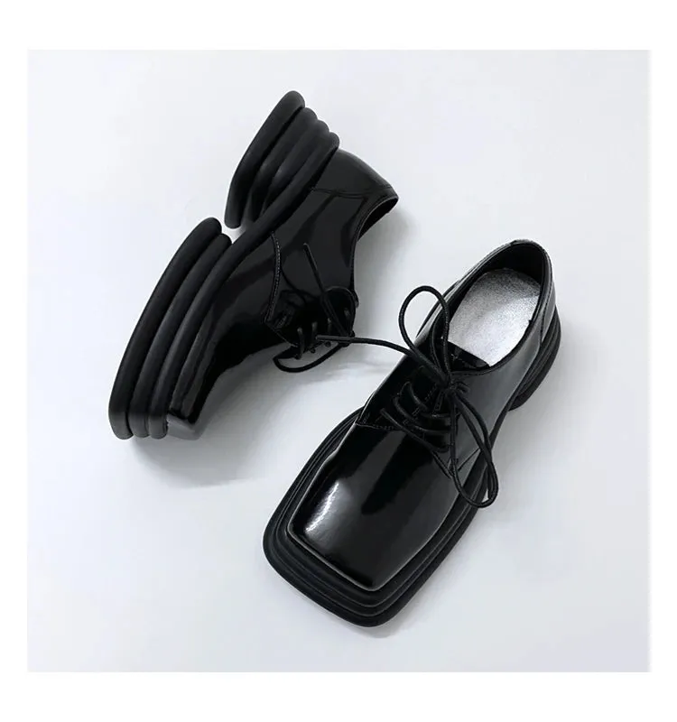 Japanese Retro Women's Thick Bottom Square Toe Casual Shoes