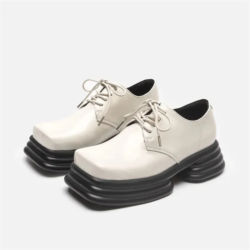 Japanese Retro Women's Thick Bottom Square Toe Casual Shoes