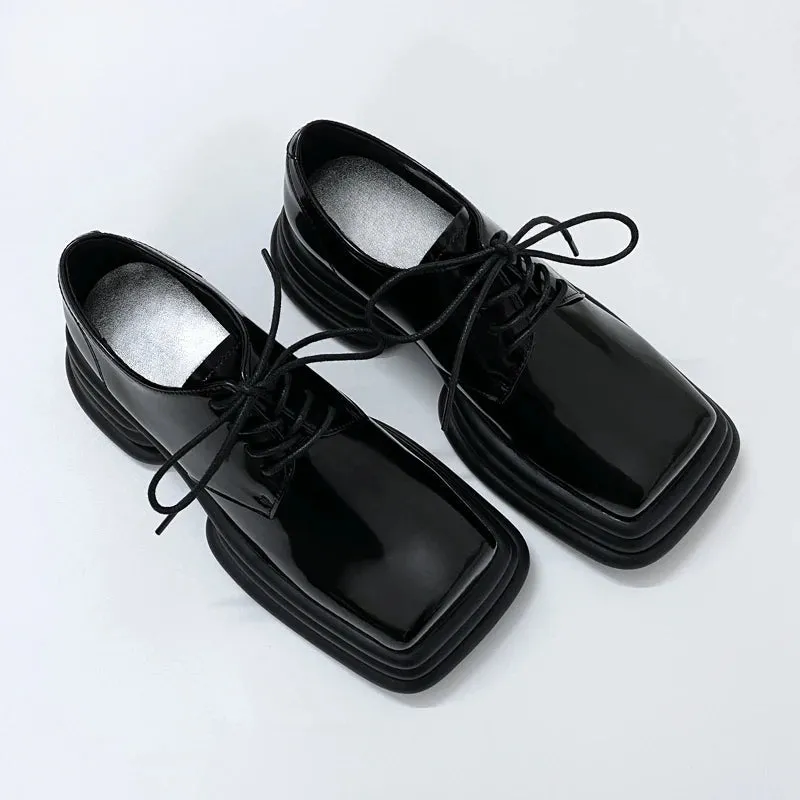 Japanese Retro Women's Thick Bottom Square Toe Casual Shoes