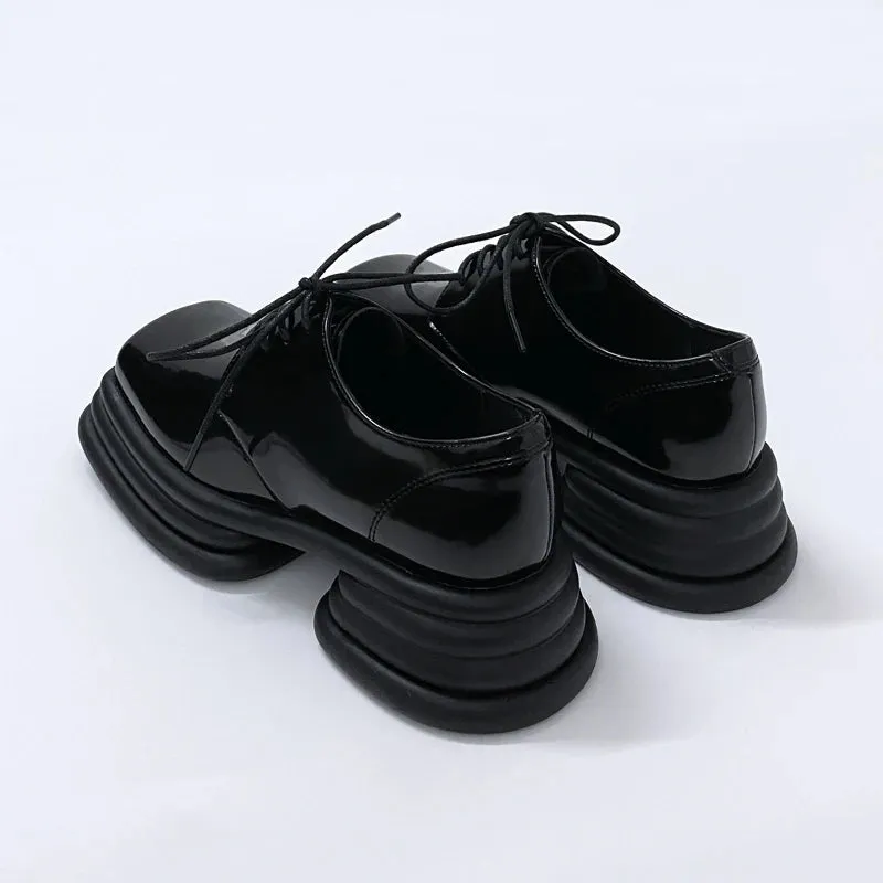 Japanese Retro Women's Thick Bottom Square Toe Casual Shoes